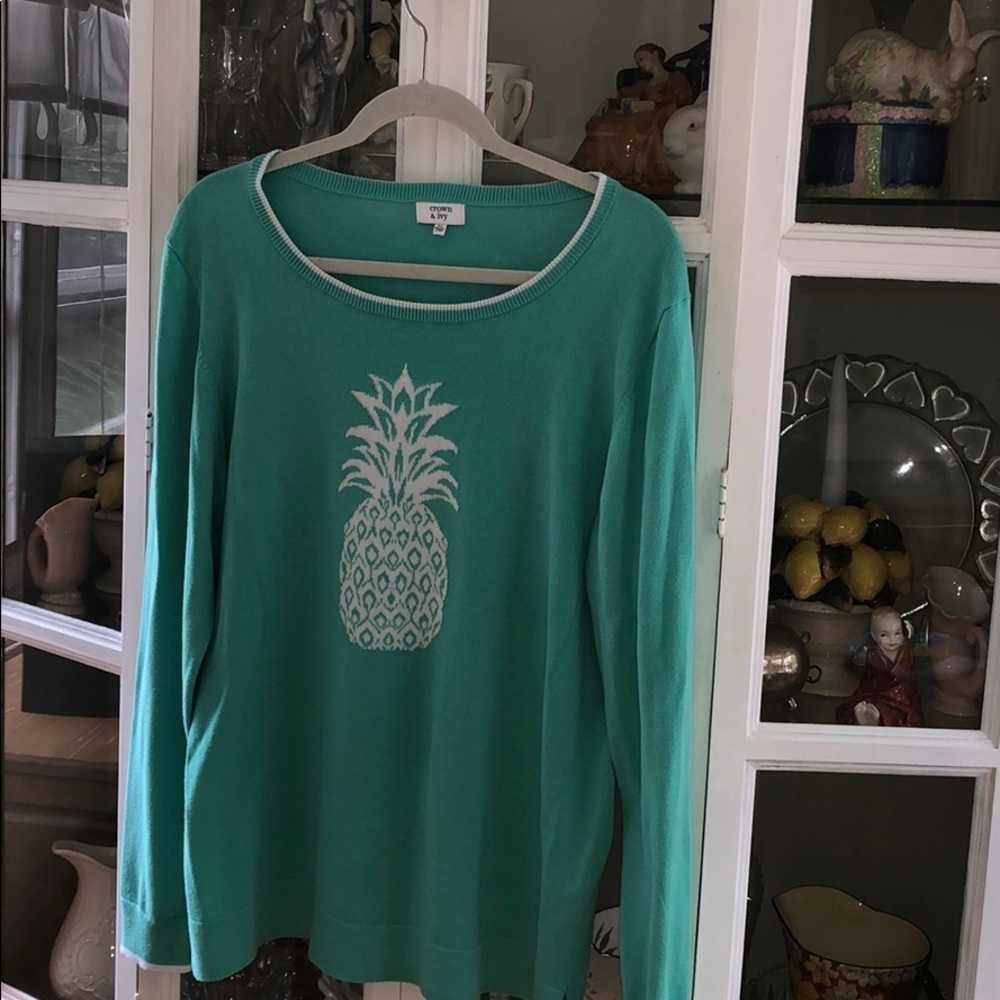 Crown&Ivy Mint Green Pineapple Sweater